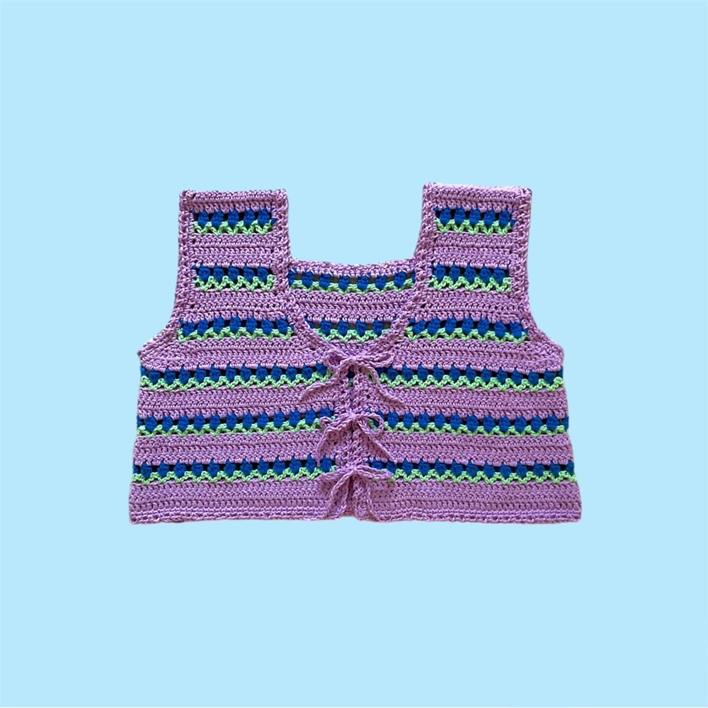 Handmade crochet floral cropped vest